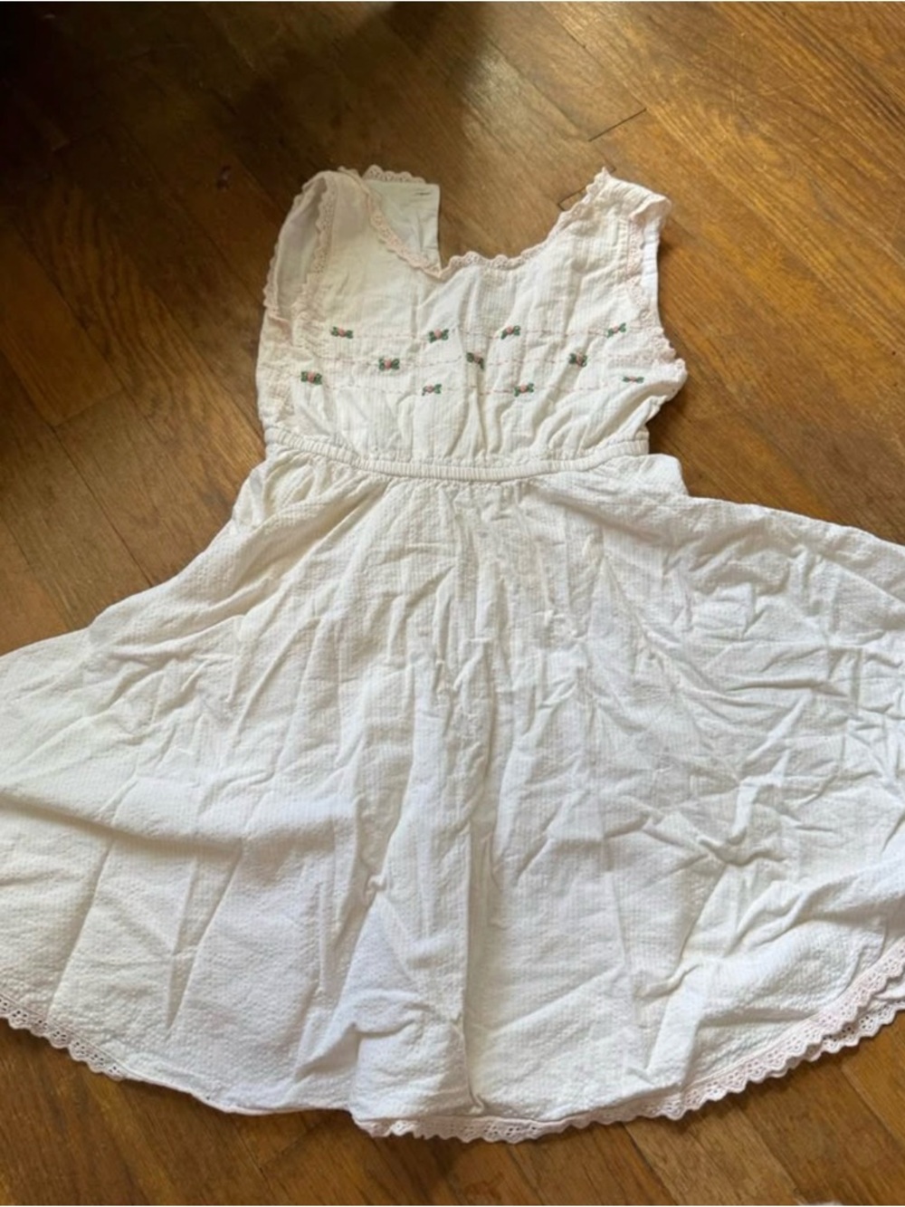 Well Dressed Wolf White & light pink Cotton Embroidered Sundress size 7